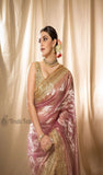 Candy Floss Pink Banarasi Handloom Tissue Silk Saree - Truth Fab