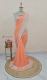 Light Orange Pure Banarasi Handloom Khaddi Chiffon Saree