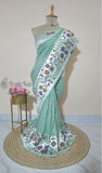 Tussar Georgette Handloom Banarasi Meenakari saree - Sea Foam Green- Truth Fab