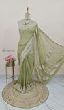 
Mehndi Green Banarasi Handloom Khaddi Chiffon Gold Zari Saree- Truth Fab