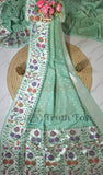 Tussar Georgette Handloom Banarasi Meenakari saree - Sea Foam Green- Truth Fab