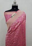 Baby Pink Color Pure Banarasi Handloom Katan Silk Saree-All Over Jaal Work