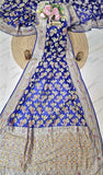 Royal Blue Pure Banarasi Handloom Khaddi Georgette Saree- Water Zari - Truth Fab