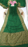 Forest Green Khaddi Georgette Banarasi Handloom Saree with Antique Zari Work - Truth Fab