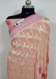 Dusty Rose Banarasi Handloom Khaddi Georgette Saree With Water Zari - Truth Fab