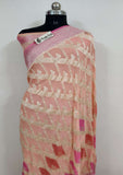 Dusty Rose Banarasi Handloom Khaddi Georgette Saree With Water Zari - Truth Fab