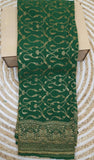 Forest Green Khaddi Georgette Banarasi Handloom Saree with Antique Zari Work - Truth Fab