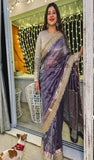 Royal Purple Pure Banarasi Handloom Tissue Silk Saree