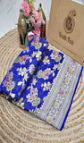 Royal Blue Pure Banarasi Handloom Khaddi Georgette Saree- Water Zari - Truth Fab