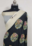 Black Banarasi Handloom Khaddi Georgette Saree With Water Zari -Truth Fab
