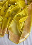 Pear Yellow Pure Banarasi Handloom Kora Silk Meenakari Saree