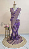 Purple Pure Banarasi Handloom Khaddi Georgette Saree- Antique Zari