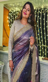 Royal Purple Banarasi Handloom Tissue Silk Saree - Truth Fab