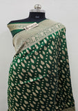 Green Color Pure Banarasi Handloom Katan Silk  Saree