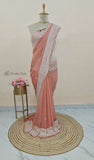 
Peach Banarasi Handloom Khaddi Chiffon Gold Zari Saree- Truth Fab 