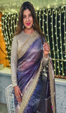 Royal Purple Banarasi Handloom Tissue Silk Saree - Truth Fab
