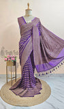 Purple Pure Banarasi Handloom Khaddi Georgette Saree- Antique Zari