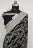 Black Banarasi Handloom Khaddi Georgette Saree With Water Zari -Truth Fab