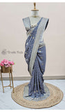 Grey Color Banarasi Handloom Khaddi Georgette Saree With Water Zari -Truth Fab