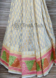 Off White Banarasi Handloom Khaddi Georgette Saree With Water Zari -Truth Fab