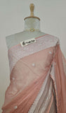
Peach Banarasi Handloom Khaddi Chiffon Gold Zari Saree- Truth Fab 