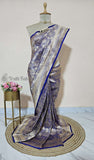 Azure Blue Pure Banarasi Handloom Katan Silk Saree -  Truth Fab