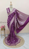 Purple Banarasi Handloom Khaddi Georgette Saree With Water - Truth Fab