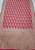Magenta Banarasi Handloom Khaddi Georgette Saree With Water Zari - Truth Fab