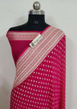 Magenta Banarasi Handloom Khaddi Georgette Saree With Water Zari - Truth Fab