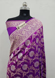 Violet Purple Color Pure Banarasi Handloom Katan Silk Saree- All Over Sona Rupa Jaal Work