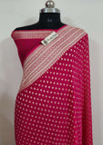 Magenta Banarasi Handloom Khaddi Georgette Saree With Water Zari - Truth Fab
