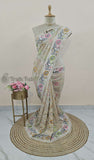 Off White Pure Banarasi Handloom Tussar Georgette Saree
