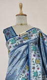 Maya Blue Pure Banarasi Handloom Tussar Georgette Saree