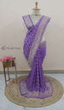 Lilac Color Pure Banarasi Handloom Khaddi Georgette Saree- All Over Sona Rupa Jaal Work