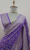 Banarasi Handloom Khaddi Georgette Saree With Water Zari - Lilac -Truth Fab