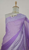 Iris Purple Banarasi Handloom Khaddi Chiffon Gold Zari Saree- Truth Fab