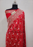 Red Color Pure Banarasi Handloom Katan Silk Saree- All Over Jaal Work