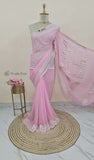 Blush Pink Banarasi Handloom Khaddi Chiffon Gold Zari Saree- Truth Fab 
