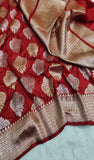 Maroon Blue Banarasi Handloom Katan Silk Saree - Truth Fab