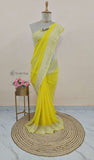 Canary Yellow Banarasi Handloom Khaddi Chiffon Gold Zari Saree- Truth Fab 