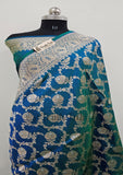 Azure Blue Color Pure Banarasi Handloom Katan Silk Saree- All Over Sona Rupa Jaal Work