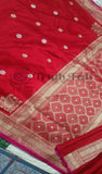 Chilly Red Banarasi Handloom Katan Silk Saree - Truth Fab