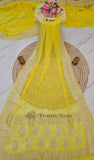 Canary Yellow Banarasi Handloom Khaddi Chiffon Gold Zari Saree- Truth Fab 
