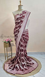 Maroon Color Pure Handloom Khaddi Georgette Saree- Water Zar i- Truth Fab