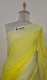 Canary Yellow Banarasi Handloom Khaddi Chiffon Gold Zari Saree- Truth Fab 