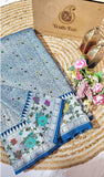 Maya Blue Pure Banarasi Handloom Tussar Georgette Saree - Truth Fab