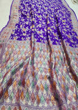 Azure Blue Banarasi Handloom Khaddi Georgette Saree With Water Zari - Truth Fab