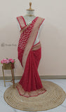 Red Pink Color Pure Banarasi Handloom Khaddi Georgette Saree- All Over Sona Rupa Work