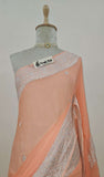 Apricot Orange Banarasi Handloom Khaddi Chiffon Gold Zari Saree- Truth Fab 