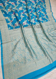 Azure Blue Banarasi Handloom Khaddi Georgette Saree With Meenakari - Truth Fab